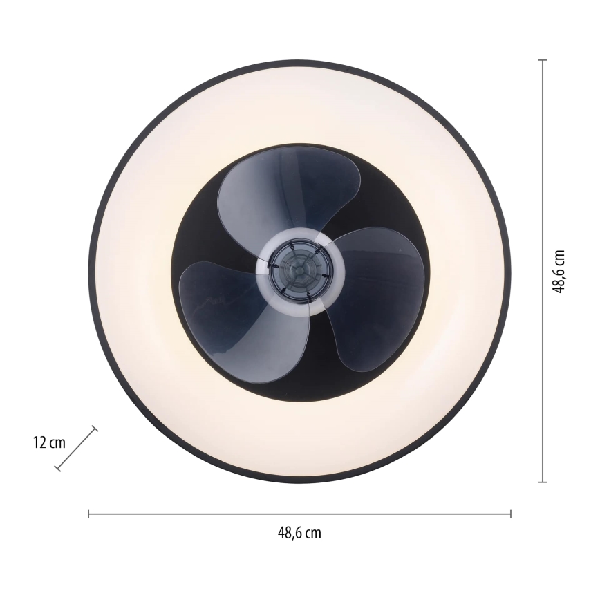JUST LIGHT. 14644-18 - LED Plafón regulable con ventilador VENIKA LED/36W/230V diá. 48,6 cm 2700-5000K + control remoto