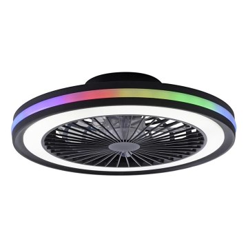 JUST LIGHT. 14649-18 - Ventilador de techo LED RGBW regulable con luz BRANDON LED/36W/230V 2700-5000K diámetro 46,5 cm negro + mando a distancia