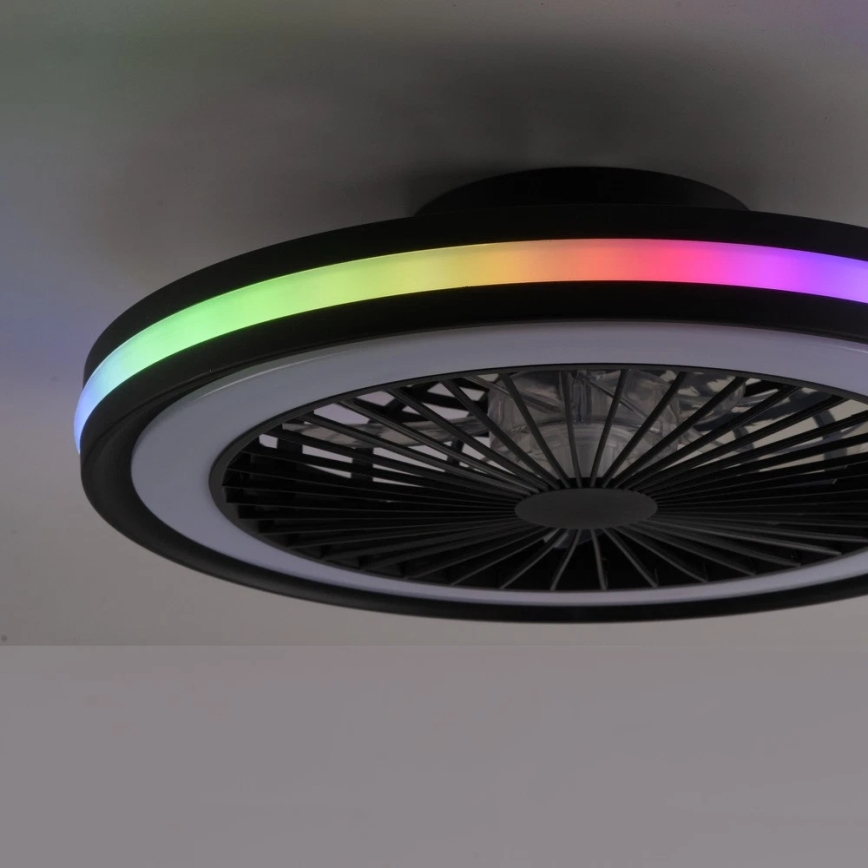 JUST LIGHT. 14649-18 - Ventilador de techo LED RGBW regulable con luz BRANDON LED/36W/230V 2700-5000K diámetro 46,5 cm negro + mando a distancia