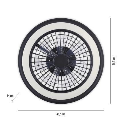 JUST LIGHT. 14649-18 - Ventilador de techo LED RGBW regulable con luz BRANDON LED/36W/230V 2700-5000K diámetro 46,5 cm negro + mando a distancia
