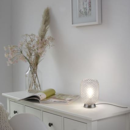 JUST LIGHT. 14906-55 - Lámpara de mesa REISHI 1xE27/40W/230V cromo mate