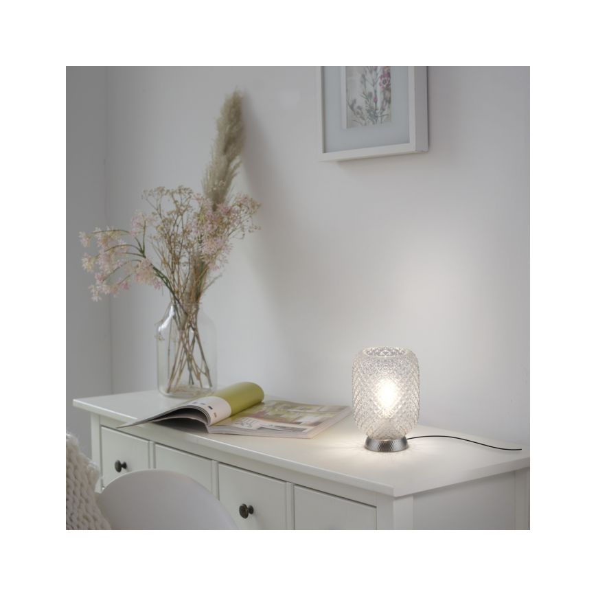 JUST LIGHT. 14906-55 - Lámpara de mesa REISHI 1xE27/40W/230V cromo mate