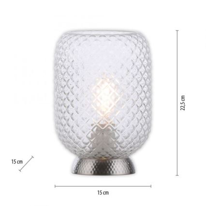 JUST LIGHT. 14906-55 - Lámpara de mesa REISHI 1xE27/40W/230V cromo mate