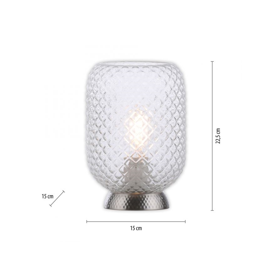 JUST LIGHT. 14906-55 - Lámpara de mesa REISHI 1xE27/40W/230V cromo mate