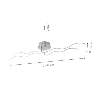 JUST LIGHT. 15126-55 - Lámpara de techo LED WAVE LED/29,4W/230V cromo mate
