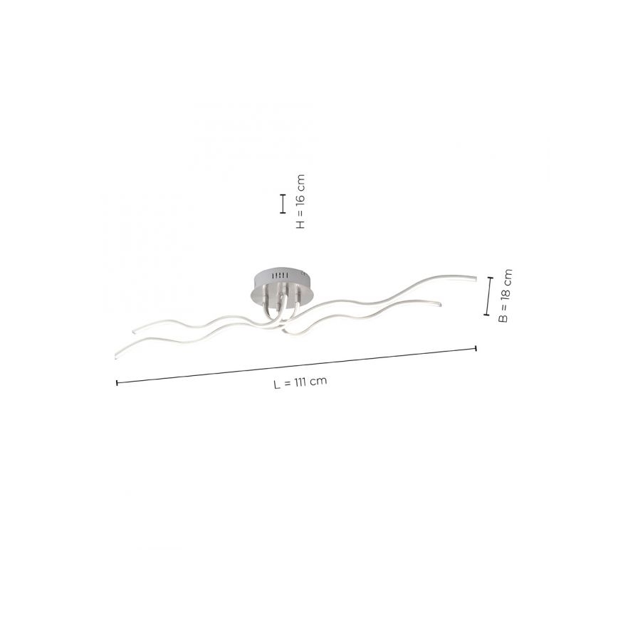 JUST LIGHT. 15126-55 - Lámpara de techo LED WAVE LED/29,4W/230V cromo mate