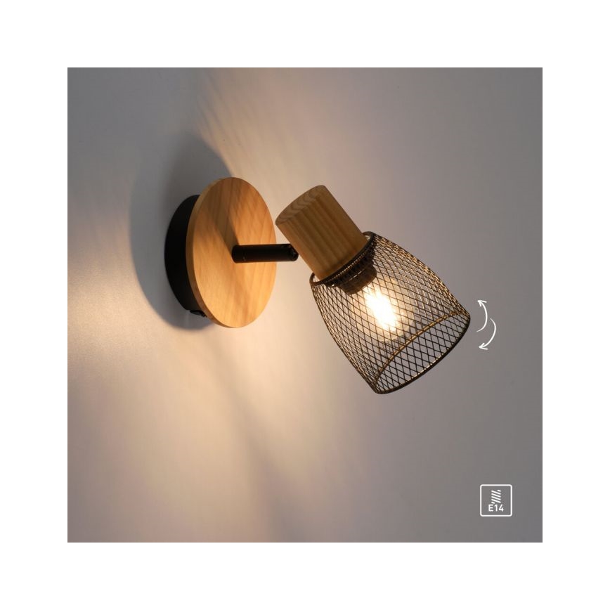 JUST LIGHT. 15191-79 - Foco de pared TAMIS 1xE14/10W/230V pino