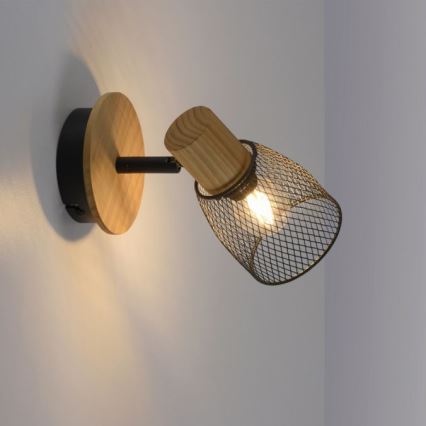 JUST LIGHT. 15191-79 - Foco de pared TAMIS 1xE14/10W/230V pino