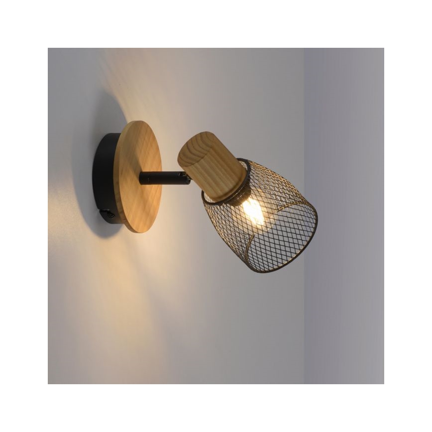 JUST LIGHT. 15191-79 - Foco de pared TAMIS 1xE14/10W/230V pino
