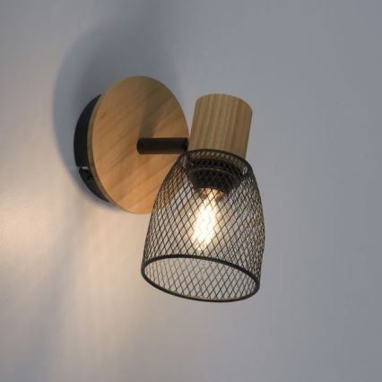 JUST LIGHT. 15191-79 - Foco de pared TAMIS 1xE14/10W/230V pino