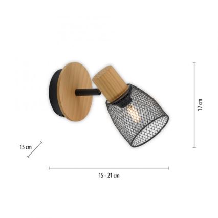 JUST LIGHT. 15191-79 - Foco de pared TAMIS 1xE14/10W/230V pino