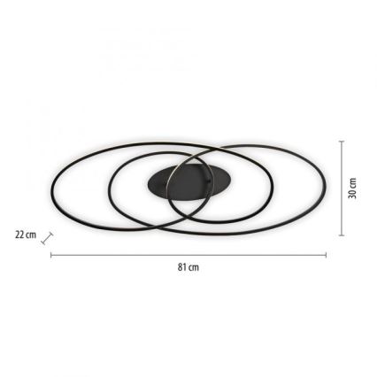 JUST LIGHT. 15321-18 - Plafón LED LUMACA LED/33W/230V negro