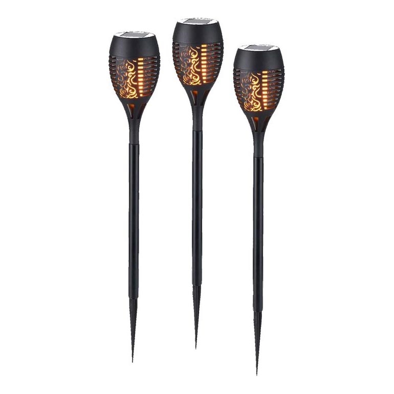 JUST LIGHT. 19106-18-3 - SET 3x Lámpara solar LED FACKEL LED/0,24W/1,2V 200 mAh IP44 negro