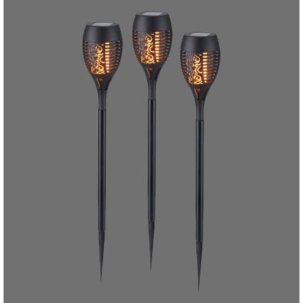 JUST LIGHT. 19106-18-3 - SET 3x Lámpara solar LED FACKEL LED/0,24W/1,2V 200 mAh IP44 negro