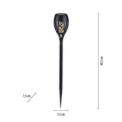 JUST LIGHT. 19106-18-3 - SET 3x Lámpara solar LED FACKEL LED/0,24W/1,2V 200 mAh IP44 negro