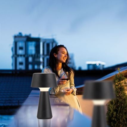 JUST LIGHT. 19260-18 - Lámpara LED de exterior táctil regulable ABERA LED/3W/3,7V 2000 mAh USB IP54 negro