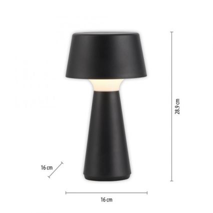 JUST LIGHT. 19260-18 - Lámpara LED de exterior táctil regulable ABERA LED/3W/3,7V 2000 mAh USB IP54 negro