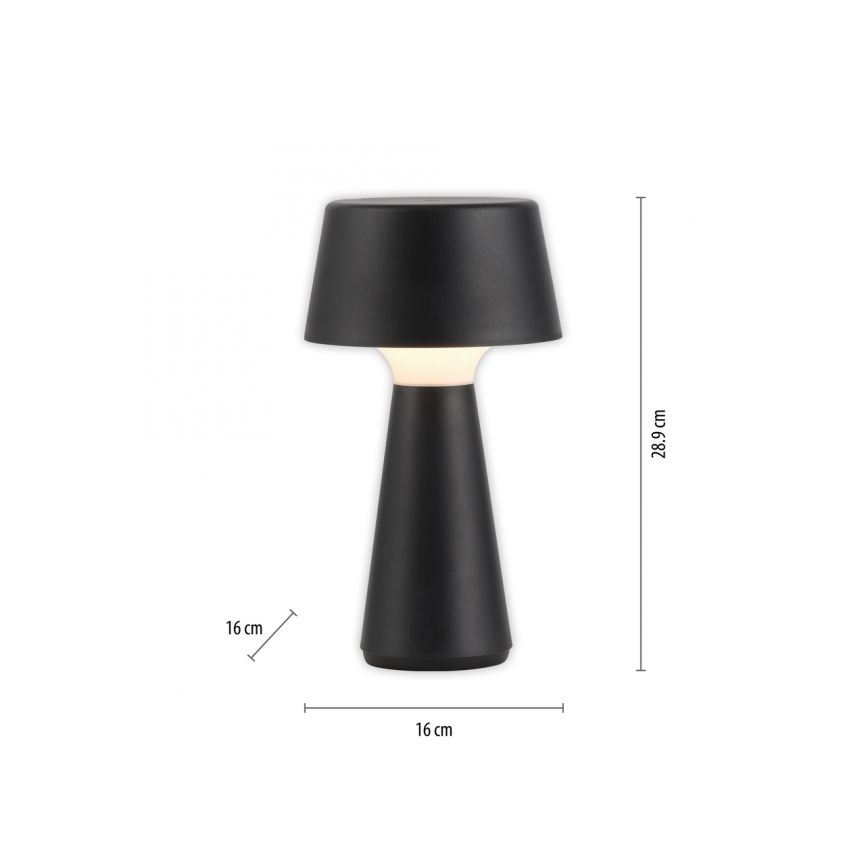 JUST LIGHT. 19260-18 - Lámpara LED de exterior táctil regulable ABERA LED/3W/3,7V 2000 mAh USB IP54 negro