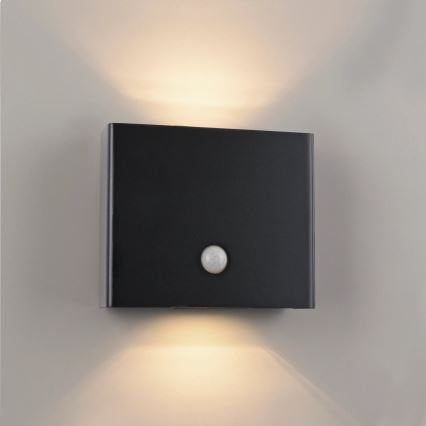 JUST LIGHT. 19471-18 - Aplique LED de exterior con sensor AMIN 2xLED/1,25W/3,7V 4400mAh IP44 negro