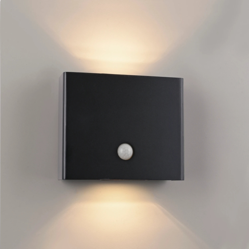 JUST LIGHT. 19471-18 - Aplique LED de exterior con sensor AMIN 2xLED/1,25W/3,7V 4400mAh IP44 negro