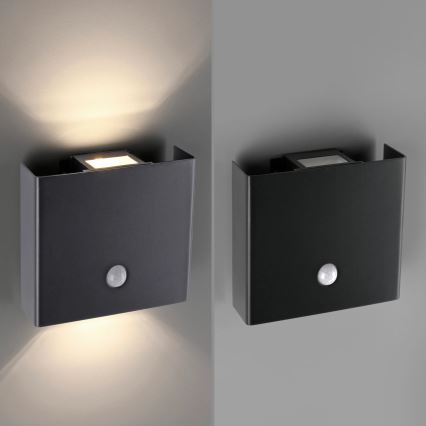 JUST LIGHT. 19471-18 - Aplique LED de exterior con sensor AMIN 2xLED/1,25W/3,7V 4400mAh IP44 negro