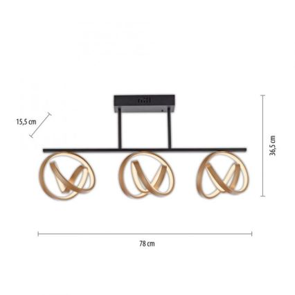 JUST LIGHT. 6245-18 - Lámpara de techo LED regulable LOOP 3xLED/11W/230V 2700-5000K + control remoto
