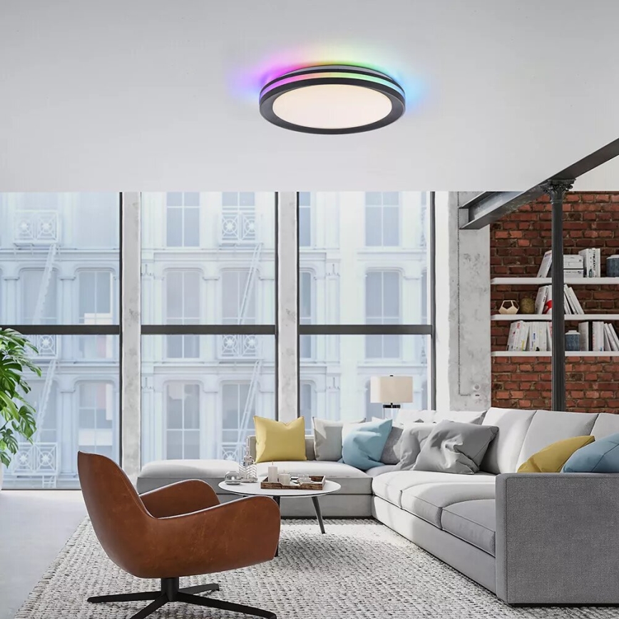 JUST LIGHT. 7509018 - Plafón LED RGBW regulable GANGES LED/24W/230V 2700-5000K + control remoto