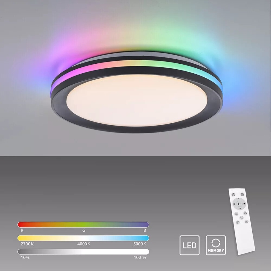 JUST LIGHT. 7509018 - Plafón LED RGBW regulable GANGES LED/24W/230V 2700-5000K + control remoto