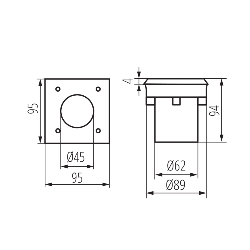 Luminaria empotrable LED para exterior GORDO LED/1W/230V 9,5x9,5 cm IP67 acero inoxidable