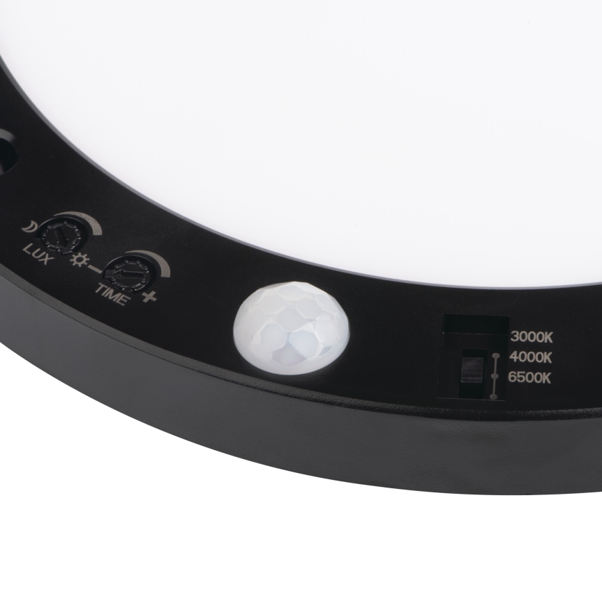 Lámpara de techo/empotrada LED con sensor de movimiento 2en1 ERGA LED/17W/230V 3000/4000/6500K negro