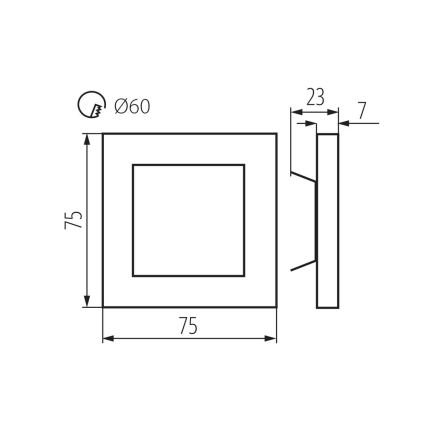 Aplique LED de pared para escalera APUS LED/0,8W/12V 3000K, con caja de montaje incluida