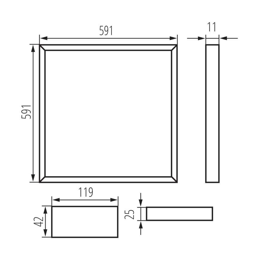 Marco empotrado para techo registrable LED AVAR LED/32W/230V 4000K 59x59 cm