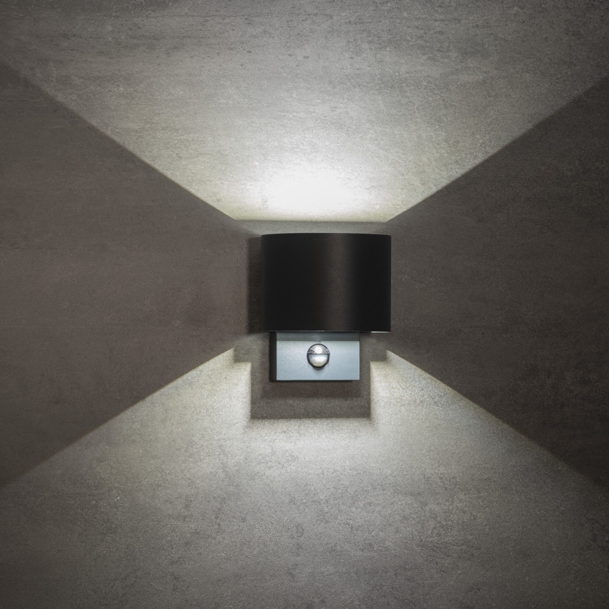 Aplique LED de exterior con sensor de movimiento y crepúsculo REKA LED/7W/230V IP54 antracita redondo