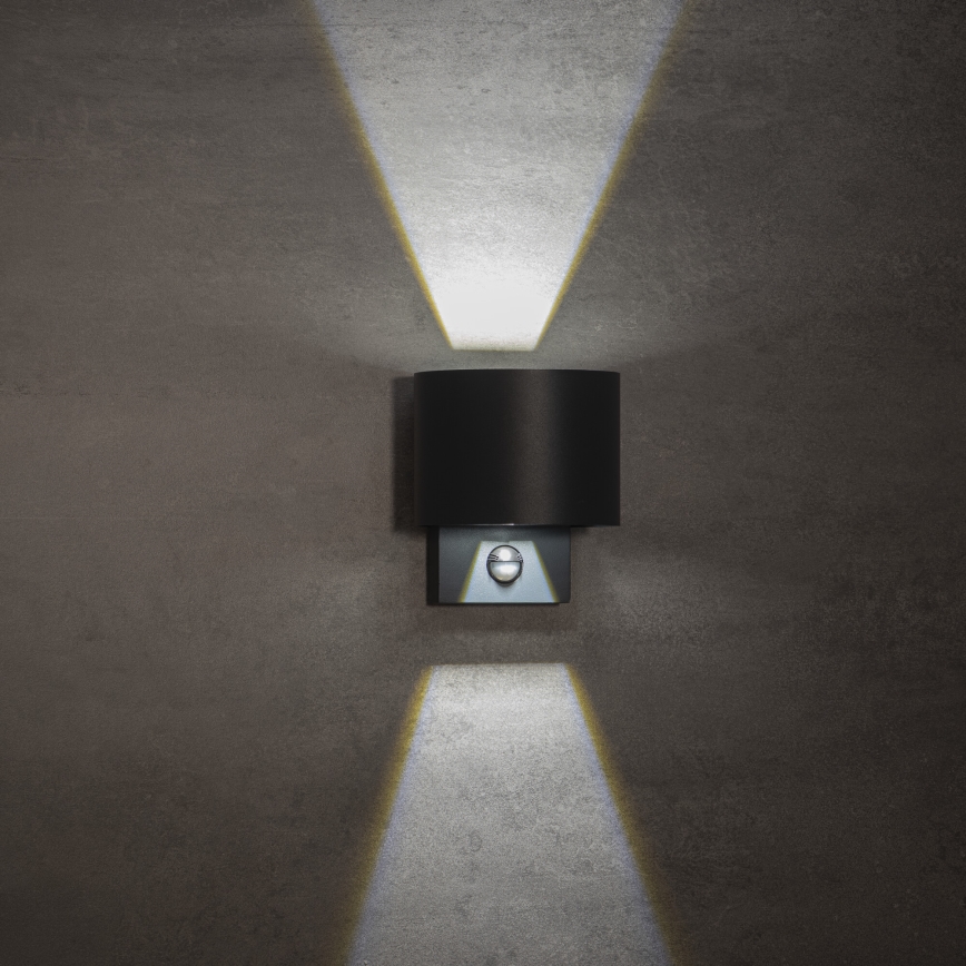 Aplique LED de exterior con sensor de movimiento y crepúsculo REKA LED/7W/230V IP54 antracita redondo