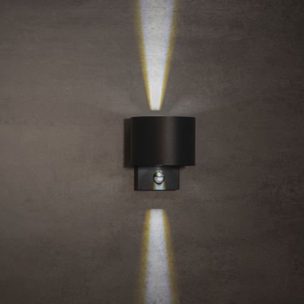 Aplique LED de exterior con sensor de movimiento y crepúsculo REKA LED/7W/230V IP54 antracita redondo