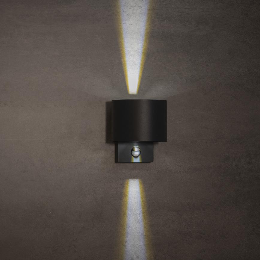 Aplique LED de exterior con sensor de movimiento y crepúsculo REKA LED/7W/230V IP54 antracita redondo