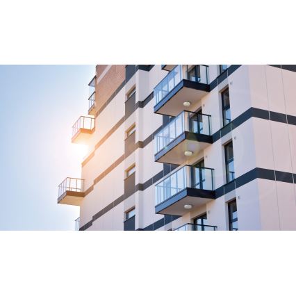 Plafón LED técnico con sensor de movimiento IPER LED/26W/230V IK10 IP65 redondeado blanco