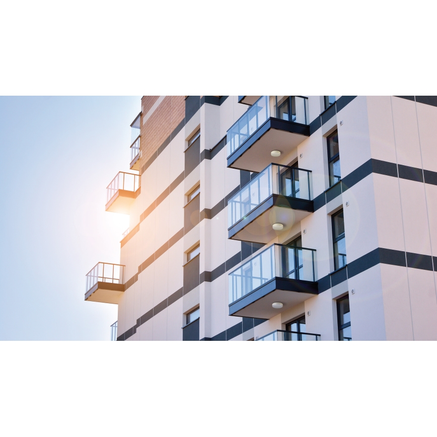 Plafón LED técnico con sensor de movimiento IPER LED/26W/230V IK10 IP65 redondeado blanco