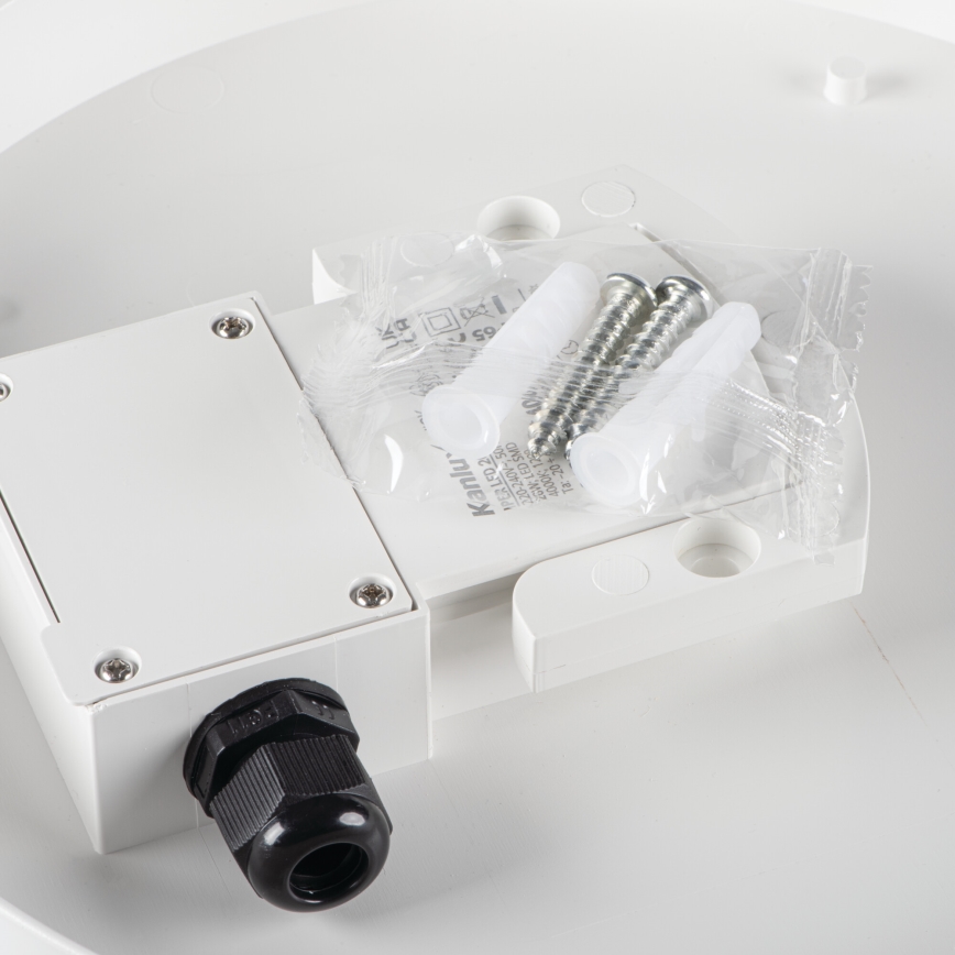 Plafón LED técnico con sensor de movimiento IPER LED/26W/230V IK10 IP65 redondeado blanco