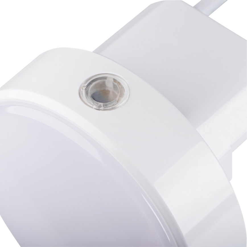 Kanlux 37396 - Luz de orientación LED regulable con sensor crepuscular para enchufe ULOV LED/0,5W/230V blanco