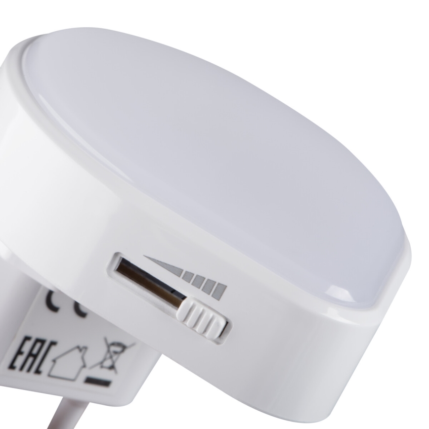 Kanlux 37396 - Luz de orientación LED regulable con sensor crepuscular para enchufe ULOV LED/0,5W/230V blanco