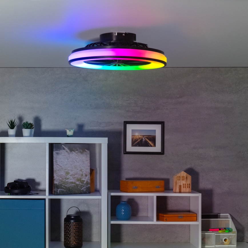 LED RGBW Plafón regulable con ventilador PLAVE LED/48W/230V 3000/4000/6500K + control remoto
