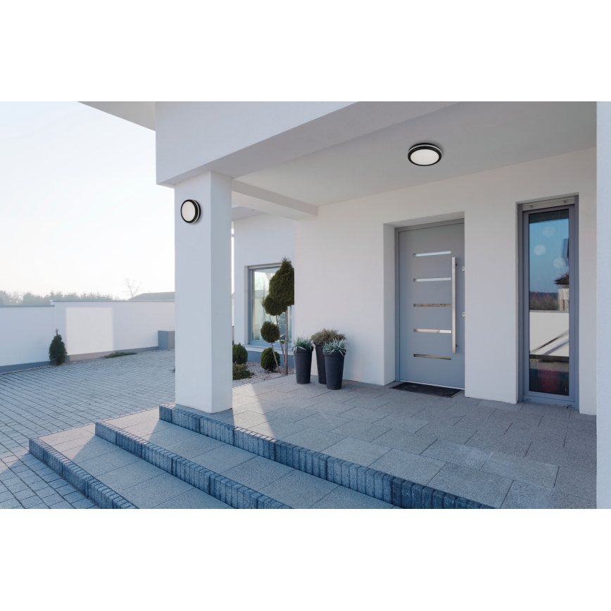 Plafón LED de exterior BENO ECO LED/12W/230V 3000/4000/6500K diá. 20 cm IP65 negro