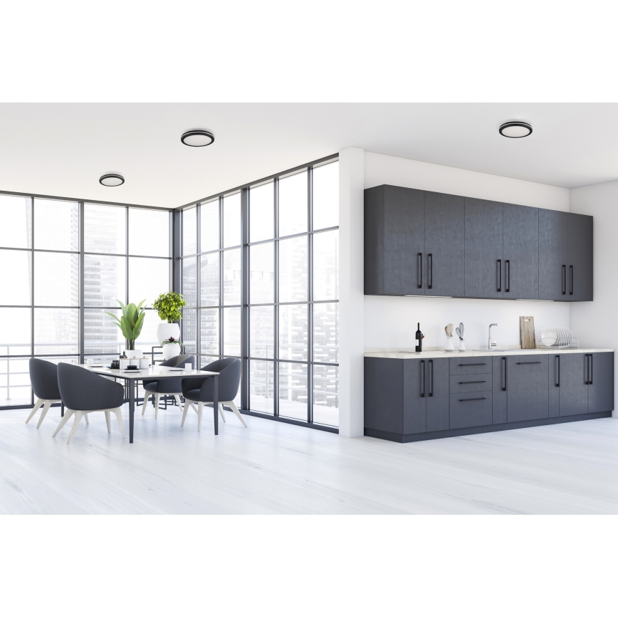 Plafón LED de exterior BENO ECO LED/12W/230V 3000/4000/6500K diá. 20 cm IP65 negro