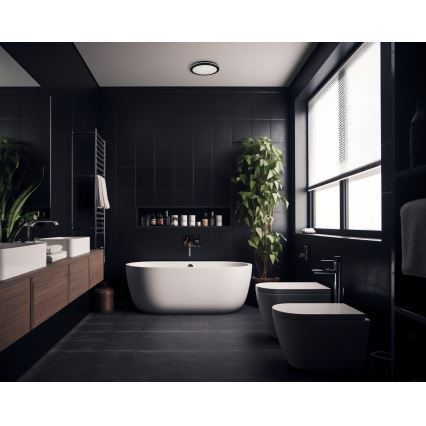 Plafón LED de exterior BENO ECO LED/12W/230V 3000/4000/6500K diá. 20 cm IP65 negro