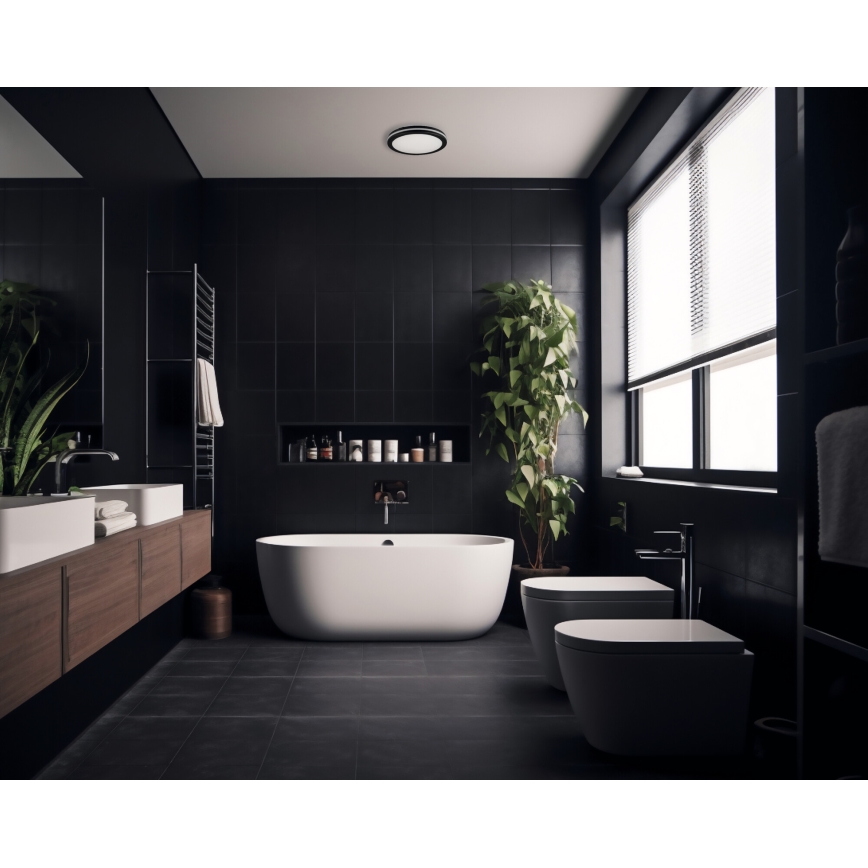 Plafón LED de exterior BENO ECO LED/12W/230V 3000/4000/6500K diá. 20 cm IP65 negro