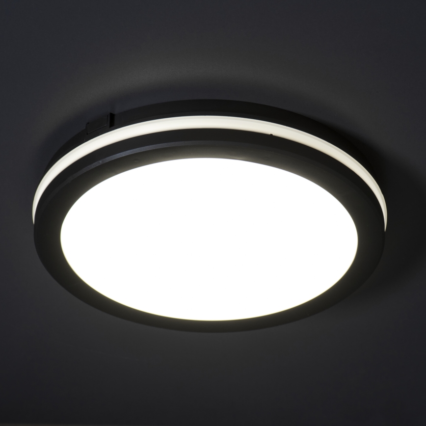 Plafón LED de exterior BENO ECO LED/12W/230V 3000/4000/6500K diá. 20 cm IP65 negro