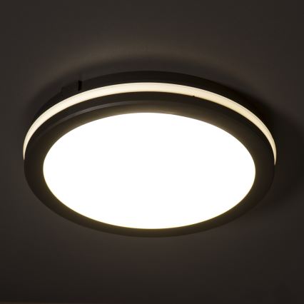 Plafón LED de exterior BENO ECO LED/12W/230V 3000/4000/6500K diá. 20 cm IP65 negro