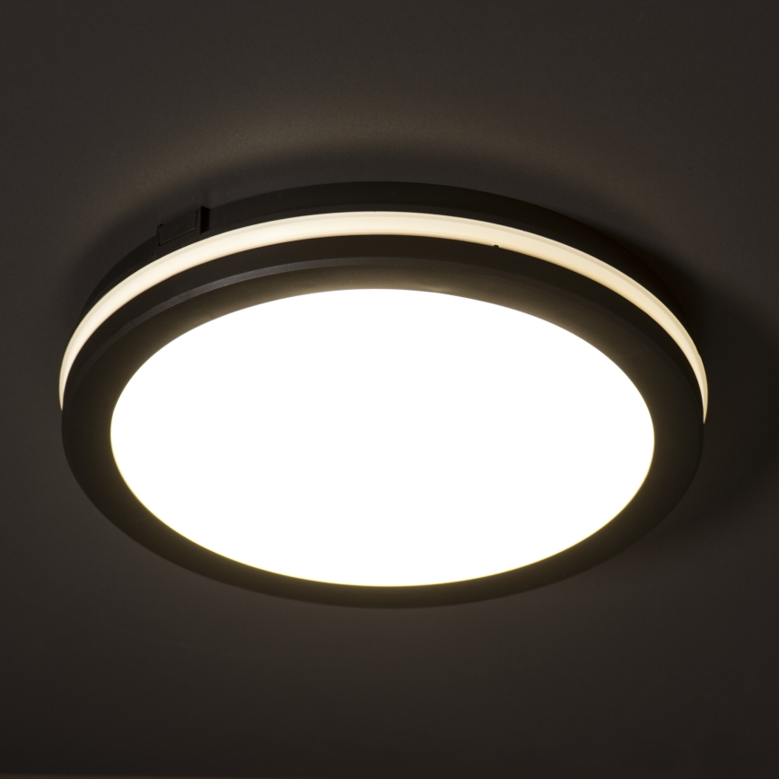 Plafón LED de exterior BENO ECO LED/12W/230V 3000/4000/6500K diá. 20 cm IP65 negro