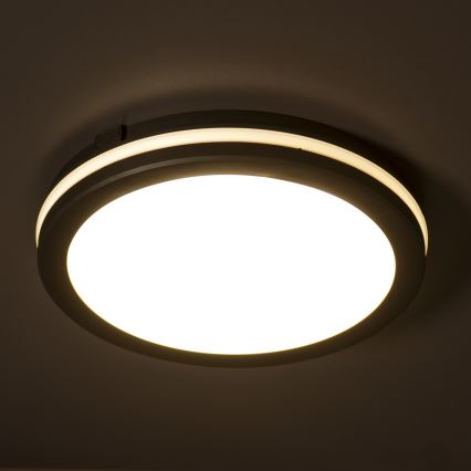 Plafón LED de exterior BENO ECO LED/12W/230V 3000/4000/6500K diá. 20 cm IP65 negro